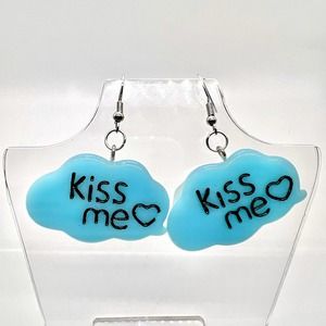Kiss Me Earrings - Cloud Earrings - Valentines Day Earrings - Statement Earrings